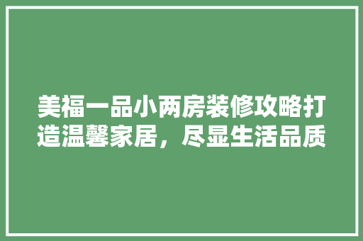 美福一品小两房装修攻略打造温馨家居，尽显生活品质
