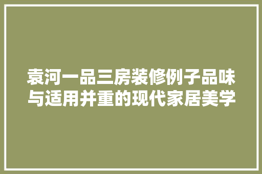 袁河一品三房装修例子品味与适用并重的现代家居美学