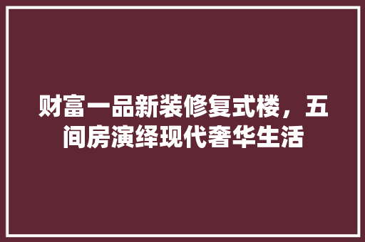 财富一品新装修复式楼，五间房演绎现代奢华生活