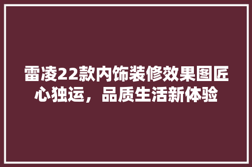 雷凌22款内饰装修效果图匠心独运，品质生活新体验