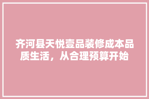 齐河县天悦壹品装修成本品质生活，从合理预算开始 软装设计