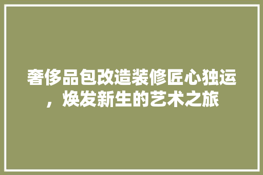 奢侈品包改造装修匠心独运，焕发新生的艺术之旅