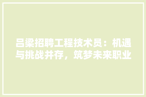 吕梁招聘工程技术员：机遇与挑战并存，筑梦未来职业生涯