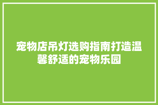 宠物店吊灯选购指南打造温馨舒适的宠物乐园