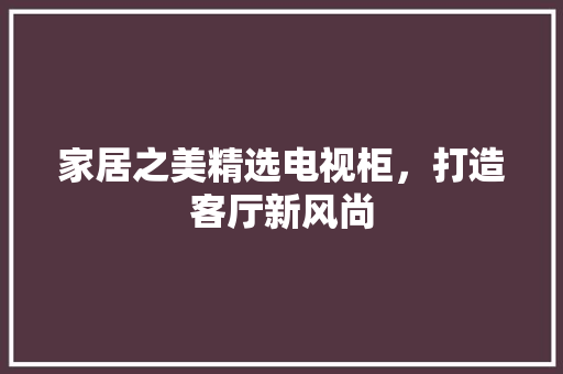 家居之美精选电视柜，打造客厅新风尚
