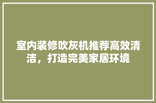 室内装修吹灰机推荐高效清洁，打造完美家居环境