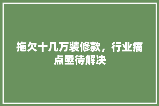 拖欠十几万装修款，行业痛点亟待解决