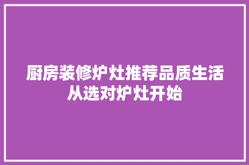 厨房装修炉灶推荐品质生活从选对炉灶开始