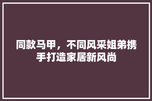 同款马甲，不同风采姐弟携手打造家居新风尚