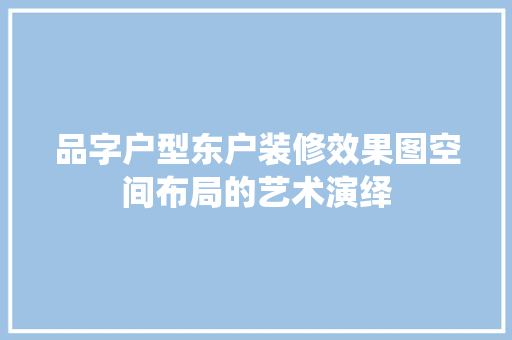 品字户型东户装修效果图空间布局的艺术演绎