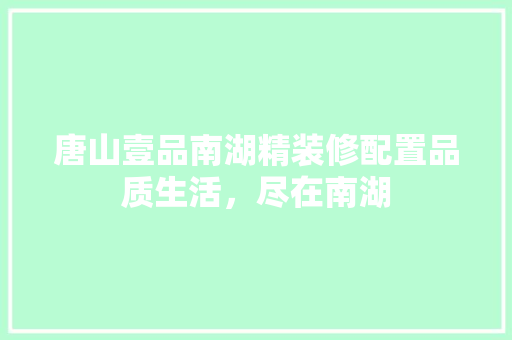 唐山壹品南湖精装修配置品质生活，尽在南湖
