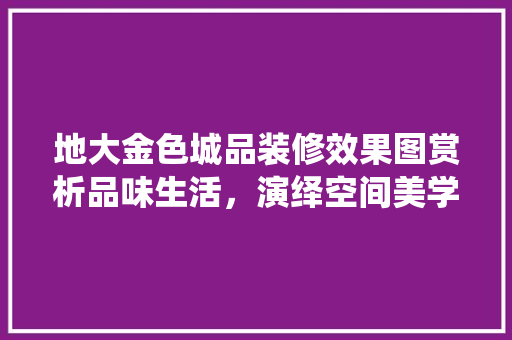 地大金色城品装修效果图赏析品味生活，演绎空间美学