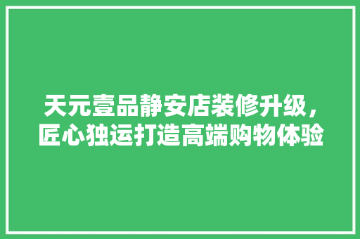 天元壹品静安店装修升级，匠心独运打造高端购物体验