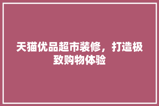 天猫优品超市装修，打造极致购物体验
