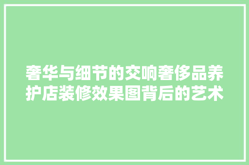 奢华与细节的交响奢侈品养护店装修效果图背后的艺术魅力