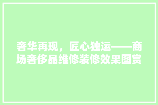 奢华再现，匠心独运——商场奢侈品维修装修效果图赏析