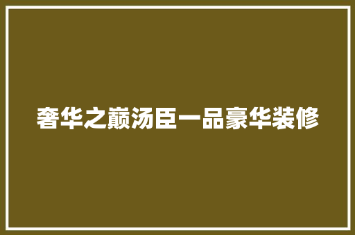奢华之巅汤臣一品豪华装修