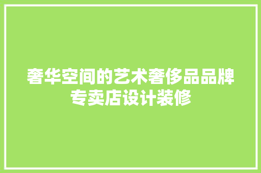 奢华空间的艺术奢侈品品牌专卖店设计装修