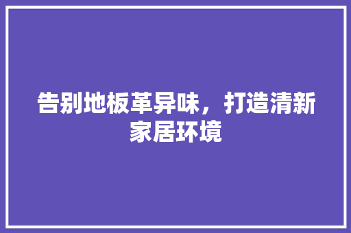 告别地板革异味，打造清新家居环境