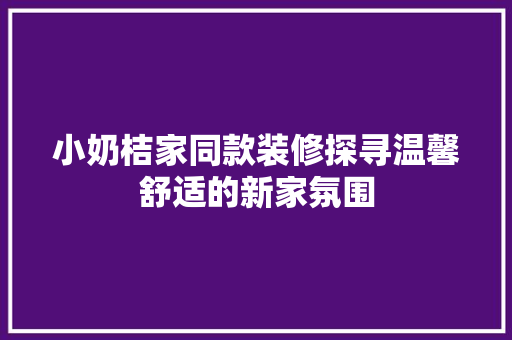 小奶桔家同款装修探寻温馨舒适的新家氛围