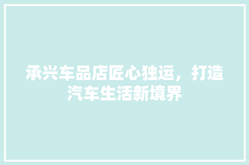 承兴车品店匠心独运，打造汽车生活新境界