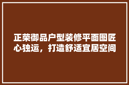 正荣御品户型装修平面图匠心独运，打造舒适宜居空间