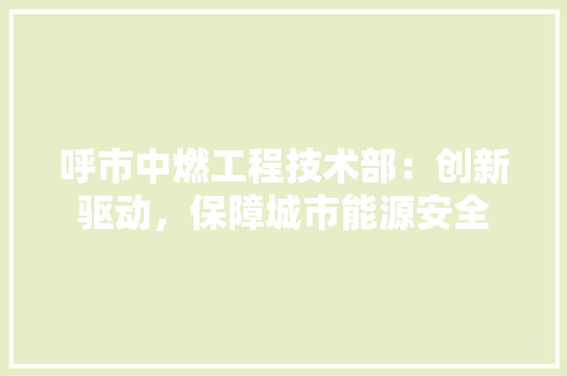 呼市中燃工程技术部：创新驱动，保障城市能源安全