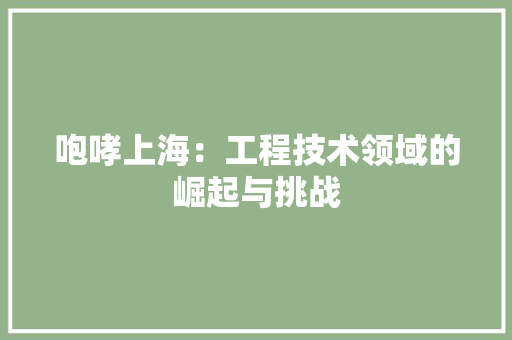 咆哮上海：工程技术领域的崛起与挑战 卧室装修