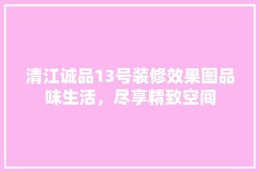 清江诚品13号装修效果图品味生活，尽享精致空间 室内设计