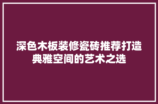 深色木板装修瓷砖推荐打造典雅空间的艺术之选