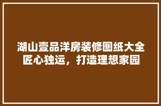 湖山壹品洋房装修图纸大全匠心独运，打造理想家园 木雕艺术