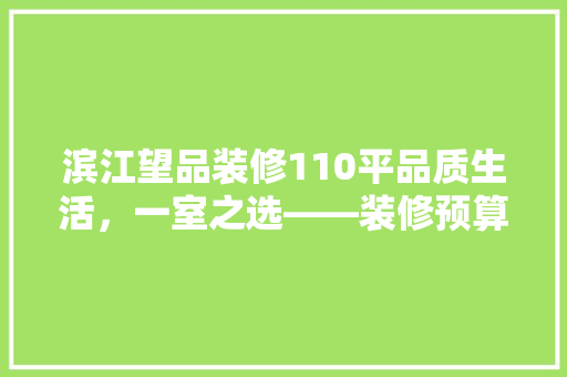 滨江望品装修110平品质生活，一室之选——装修预算与价比