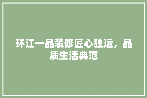 环江一品装修匠心独运，品质生活典范