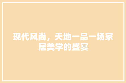 现代风尚，天地一品一场家居美学的盛宴