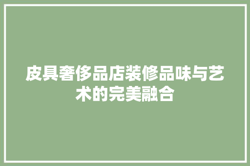 皮具奢侈品店装修品味与艺术的完美融合