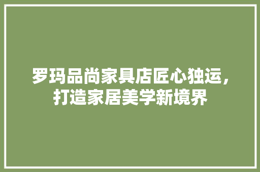 罗玛品尚家具店匠心独运，打造家居美学新境界