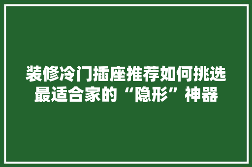 装修冷门插座推荐如何挑选最适合家的“隐形”神器 中式风格装饰