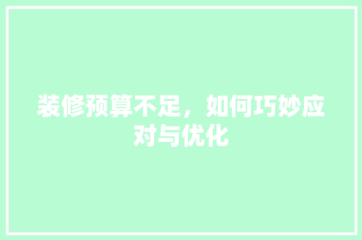装修预算不足，如何巧妙应对与优化