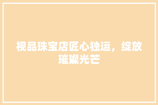 视品珠宝店匠心独运，绽放璀璨光芒