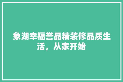 象湖幸福誉品精装修品质生活，从家开始