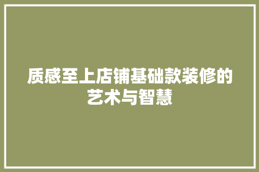 质感至上店铺基础款装修的艺术与智慧