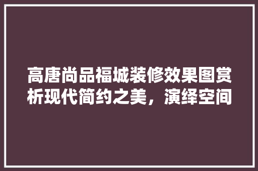高唐尚品福城装修效果图赏析现代简约之美，演绎空间无限可能