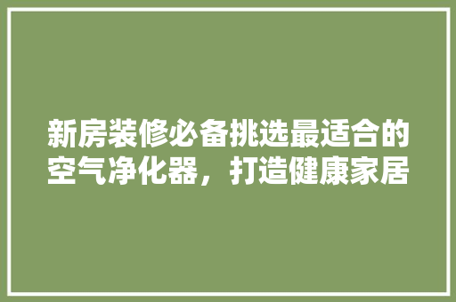 新房装修必备挑选最适合的空气净化器，打造健康家居环境 家居装修