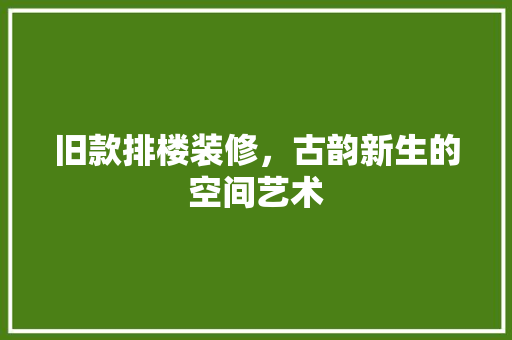 旧款排楼装修，古韵新生的空间艺术 软装设计