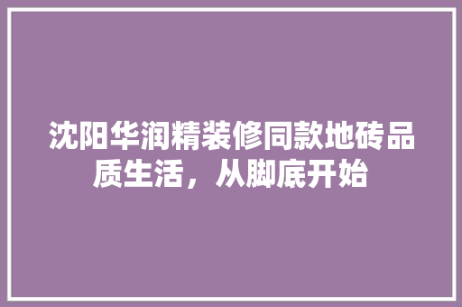 沈阳华润精装修同款地砖品质生活，从脚底开始