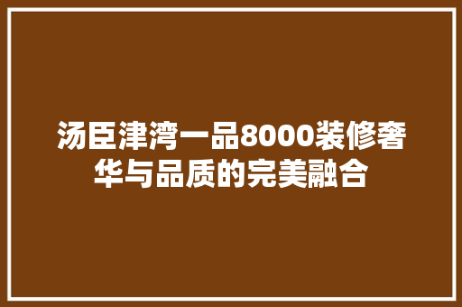 汤臣津湾一品8000装修奢华与品质的完美融合