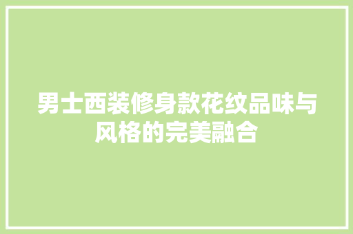 男士西装修身款花纹品味与风格的完美融合