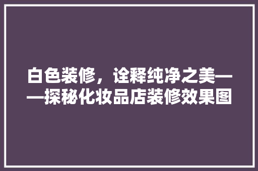 白色装修，诠释纯净之美——探秘化妆品店装修效果图