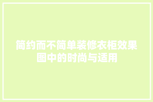 简约而不简单装修衣柜效果图中的时尚与适用