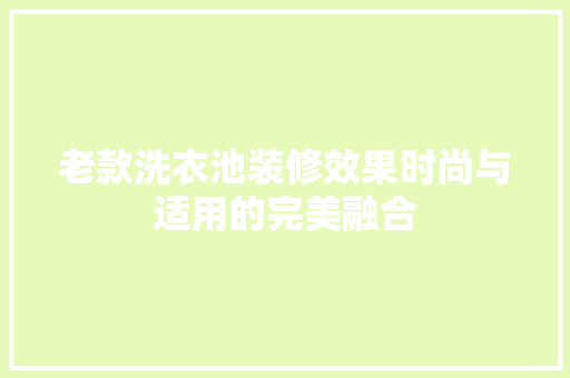 老款洗衣池装修效果时尚与适用的完美融合